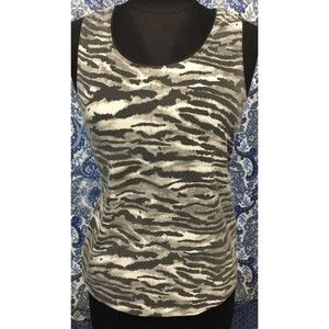 KIM ROGERS S Small Black White Zebra Stripe Stretch Tank Top Cami